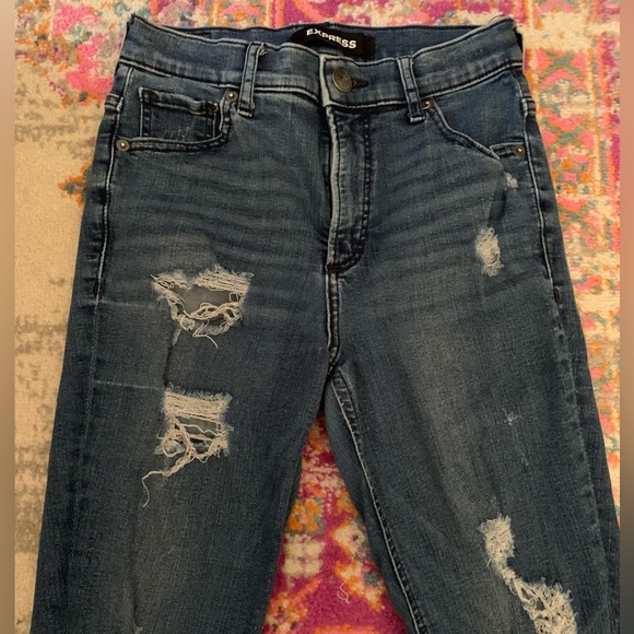 Express High Rise Ripped Skinny Jeans - Picture 2 of 6